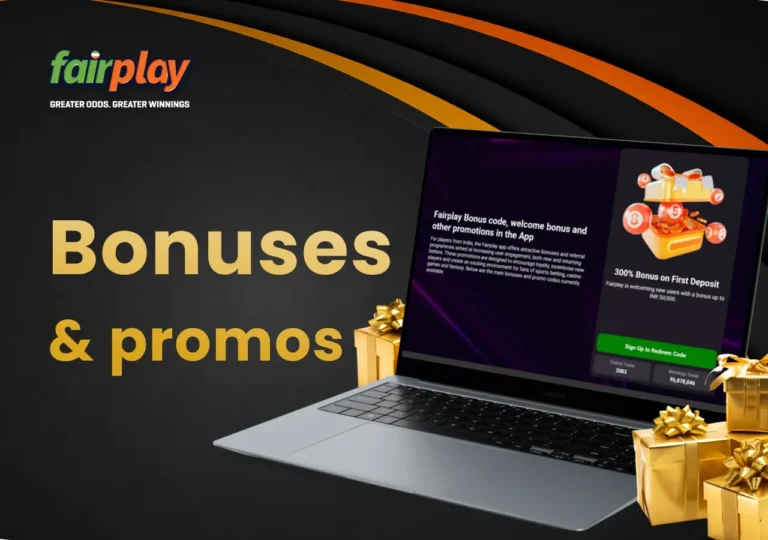 FairPlay promotions page shown with gift boxes and sports equipment