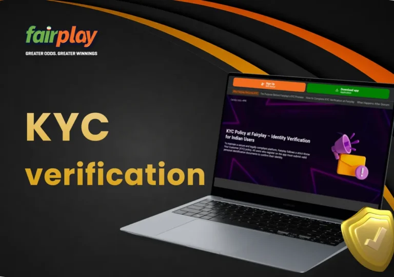Laptop displaying the fairplay KYC verification process required for account confirmation.