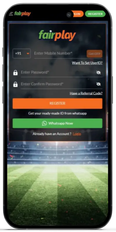 Account registration screen in the FairPlay mobile app