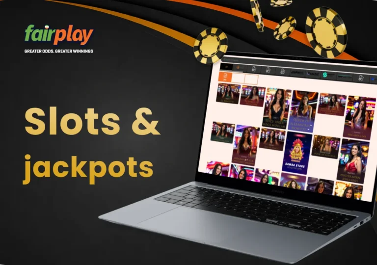 FairPlay slots lobby displayed on a laptop